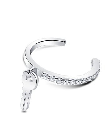 Little Key Shaped CZ Crystal Silver Ear Cuff EC-1464